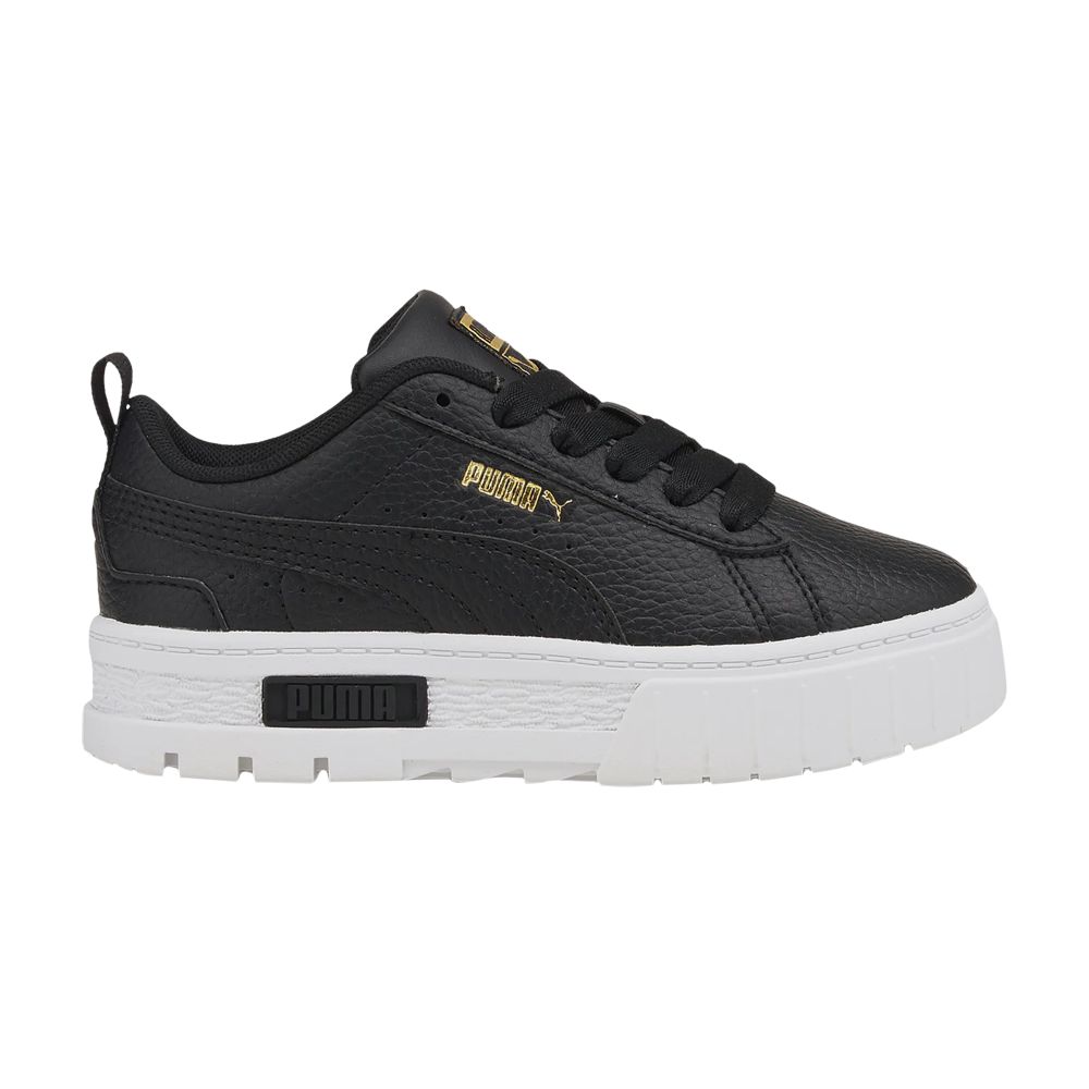 Pre-owned Puma Mayze Leather Little Kid 'black Team Gold' | Kid's Size 1.5