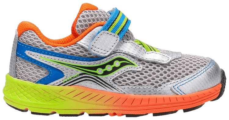 Saucony Ride 10 Little Kid Silver Orange Green
