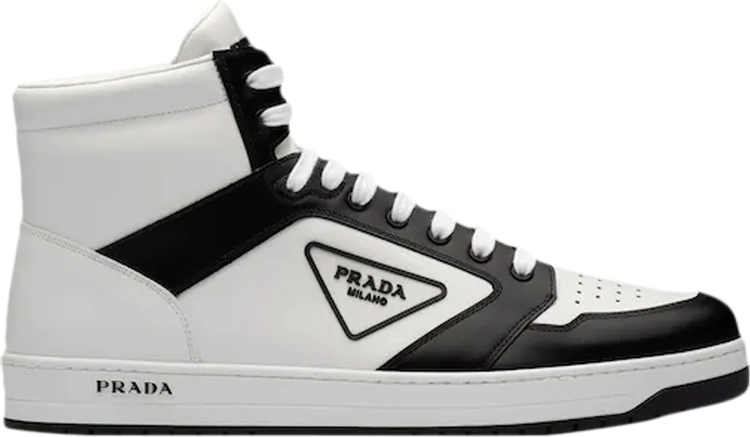 Prada District Leather Sneaker High 'White Black'