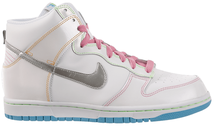 Nike Dunk High GS White Metallic Silver Pink