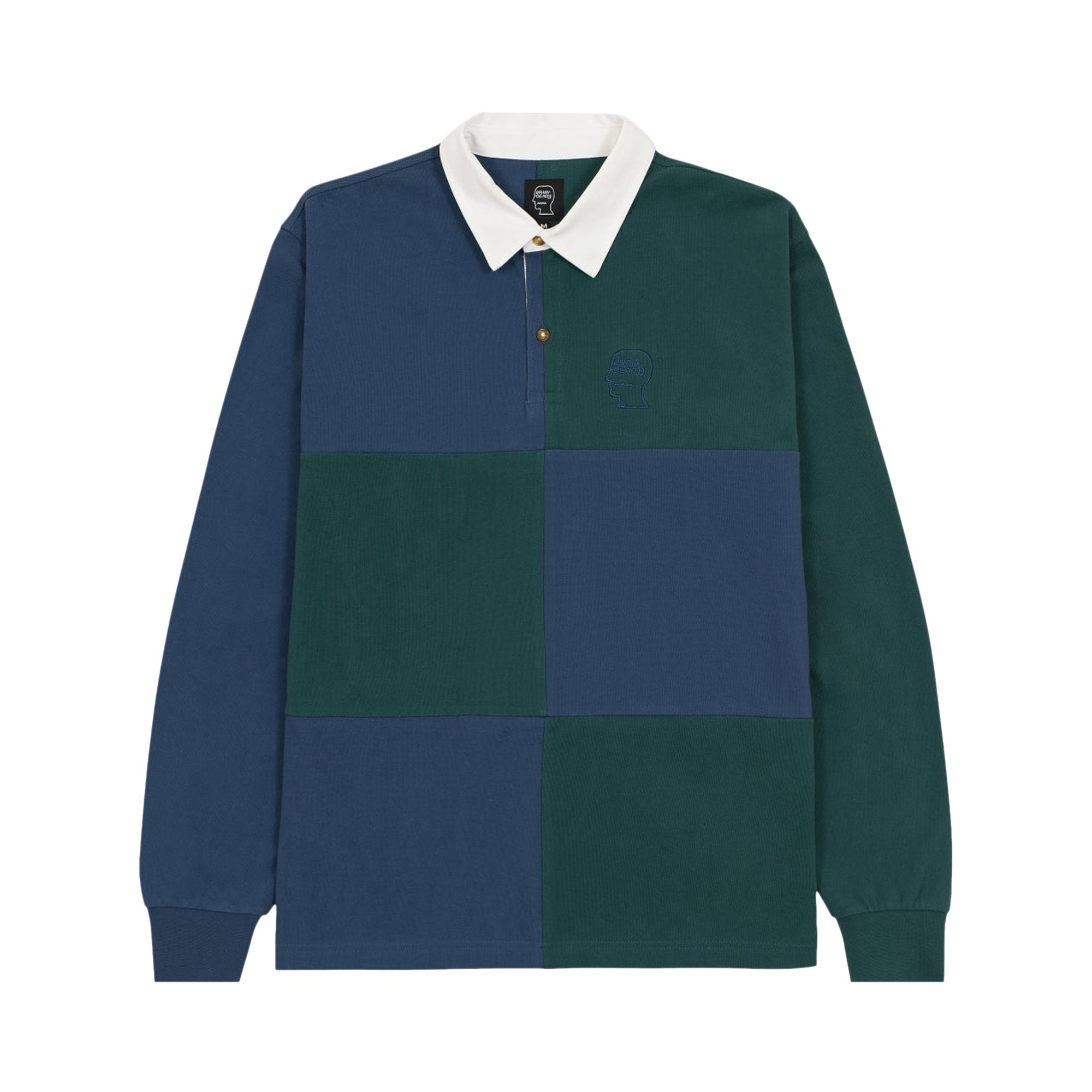 Pre-owned Brain Dead Paneled Rugby Shirt 'mallard Green' | Men's Size S