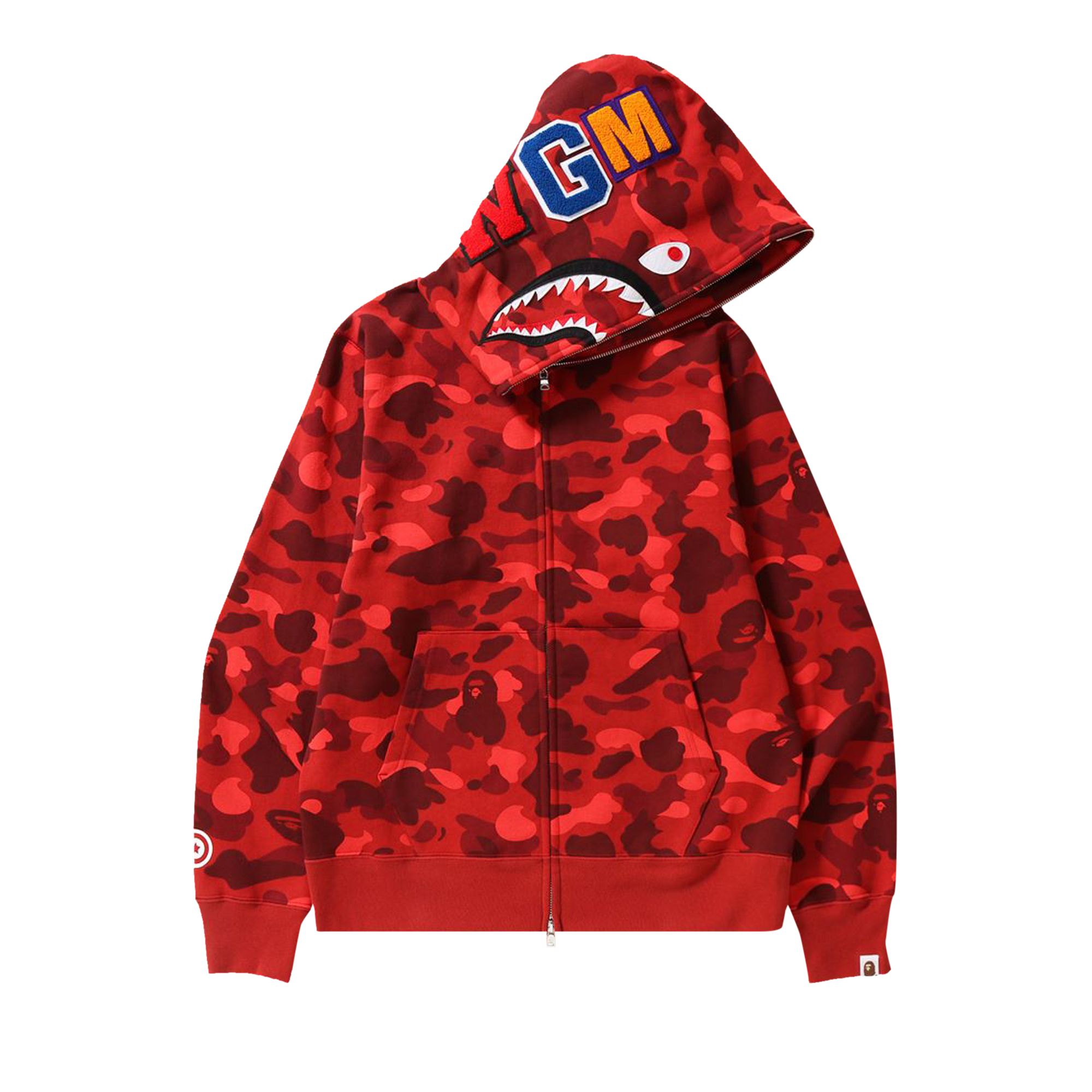 BAPE Color Camo Shark Full Zip Hoodie 'Red' | Men's Size L