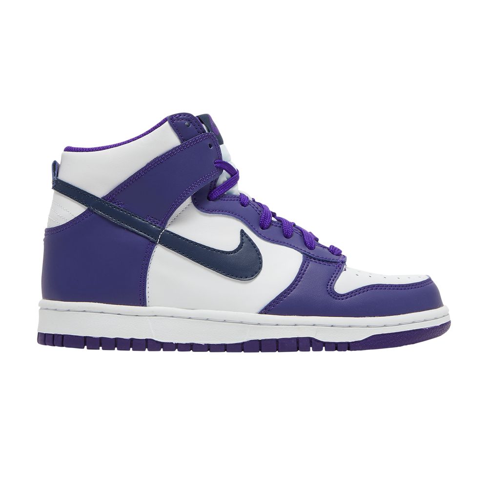 Pre-owned Nike Dunk High Gs 'white Midnight Navy' | Purple | Kid's Size 5
