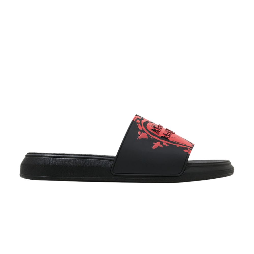 Pre-owned Alexander Mcqueen Pool Slide 'heart Logo - Black' | Men's Size 43
