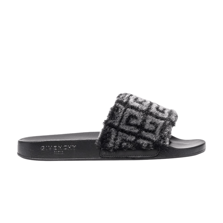 Givenchy black fur slides top