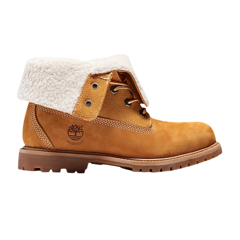Pre-owned Timberland Wmns Fleece Fold Down Boot 'wheat' In Tan