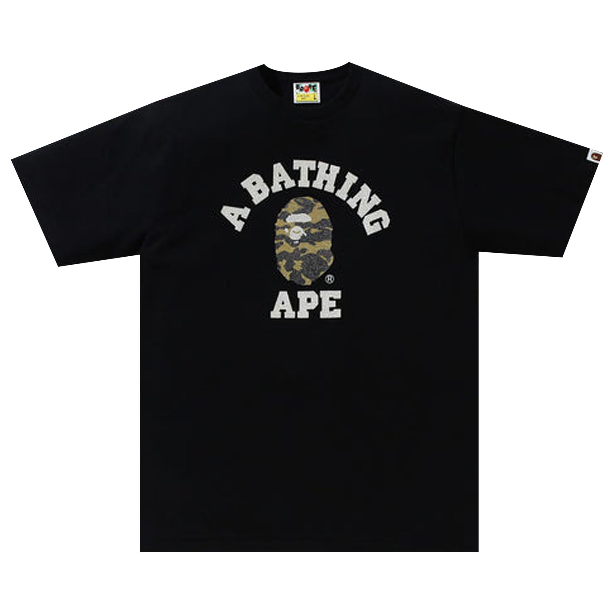 Pre-owned Bape Glass Beads 1st Camo College Tee 'black/yellow' | Men's Size Xxl