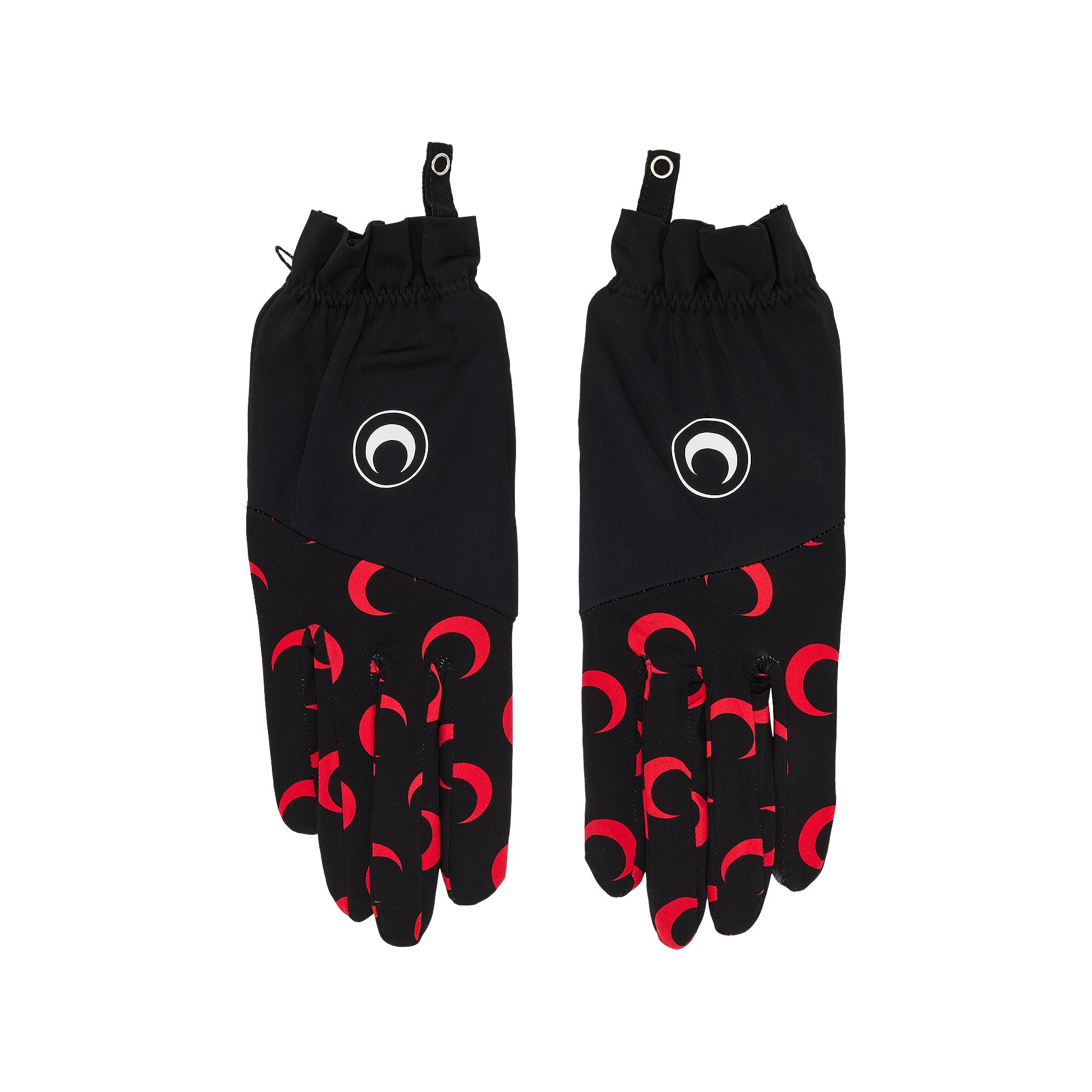 Pre-owned Marine Serre Color Block Moon Logo Print Gloves 'black/red' | Women's Size M