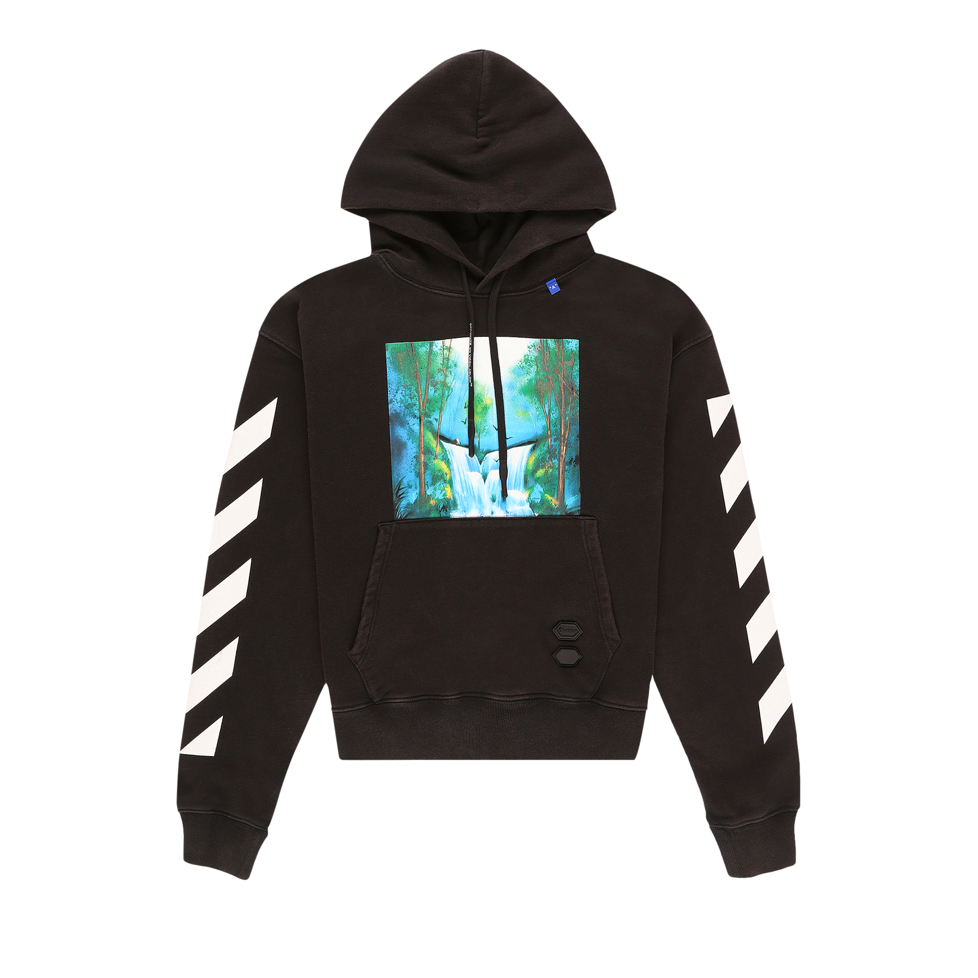 Pre-owned Off-white Diag Waterfall Over Hoodie 'black / Multicolor'