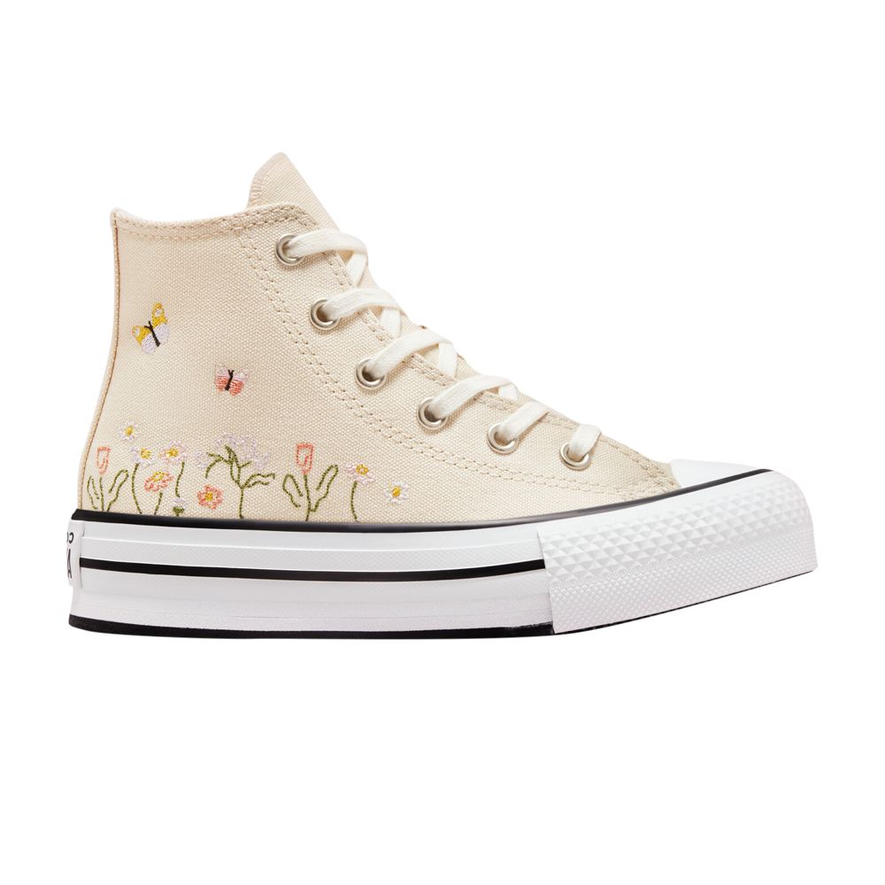 Pre-owned Converse Chuck Taylor All Star Lift Platform High Ps 'floral Embroidery - Natural Ivory' | Cream | K In White