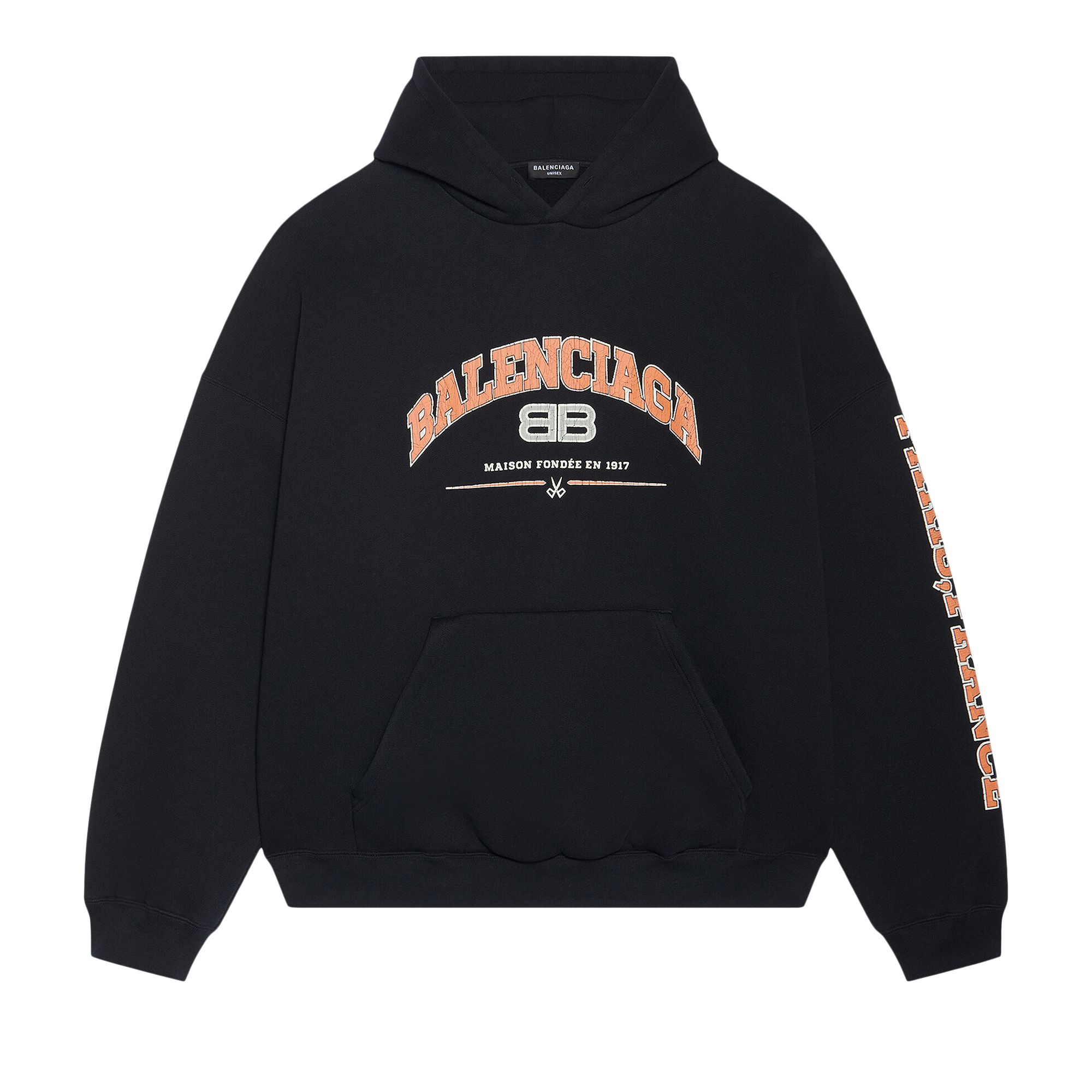 Balenciaga Wide Fit Hoodie 'Black/Orange/White' | Men's Size 2