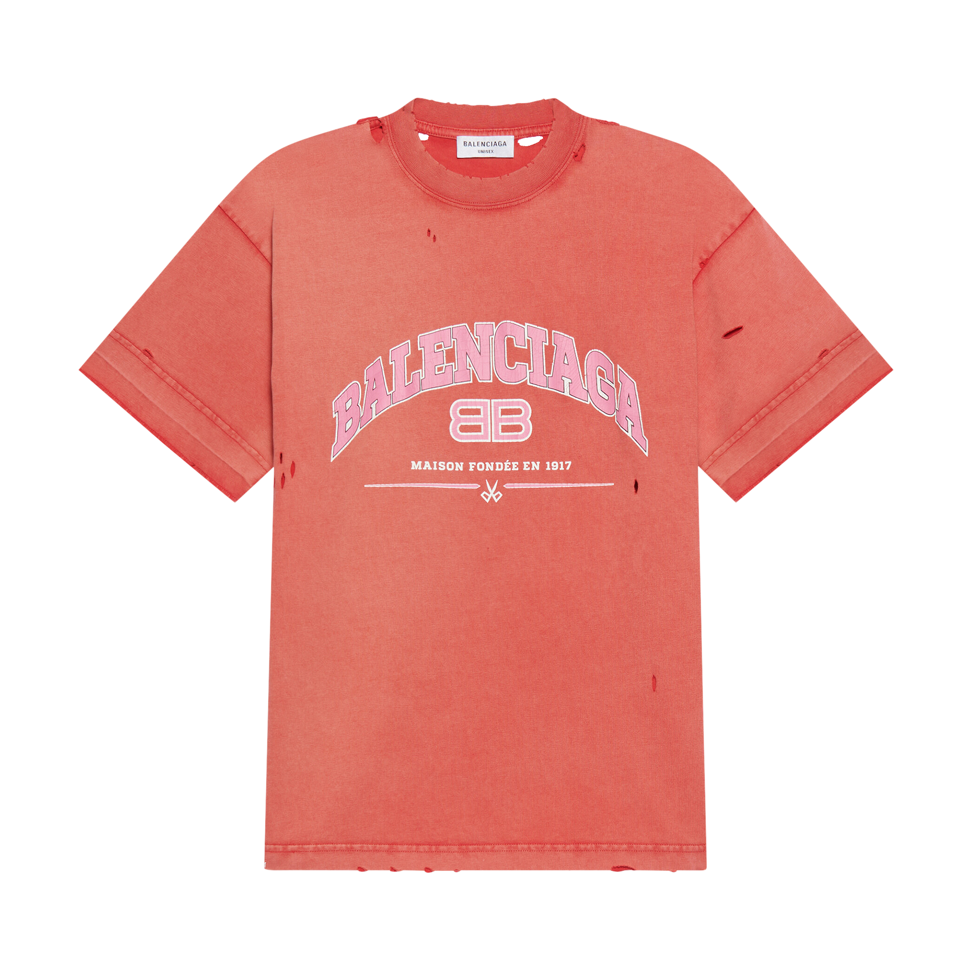 Pre-owned Balenciaga Medium Fit T-shirt 'cardi Red/orange/white'