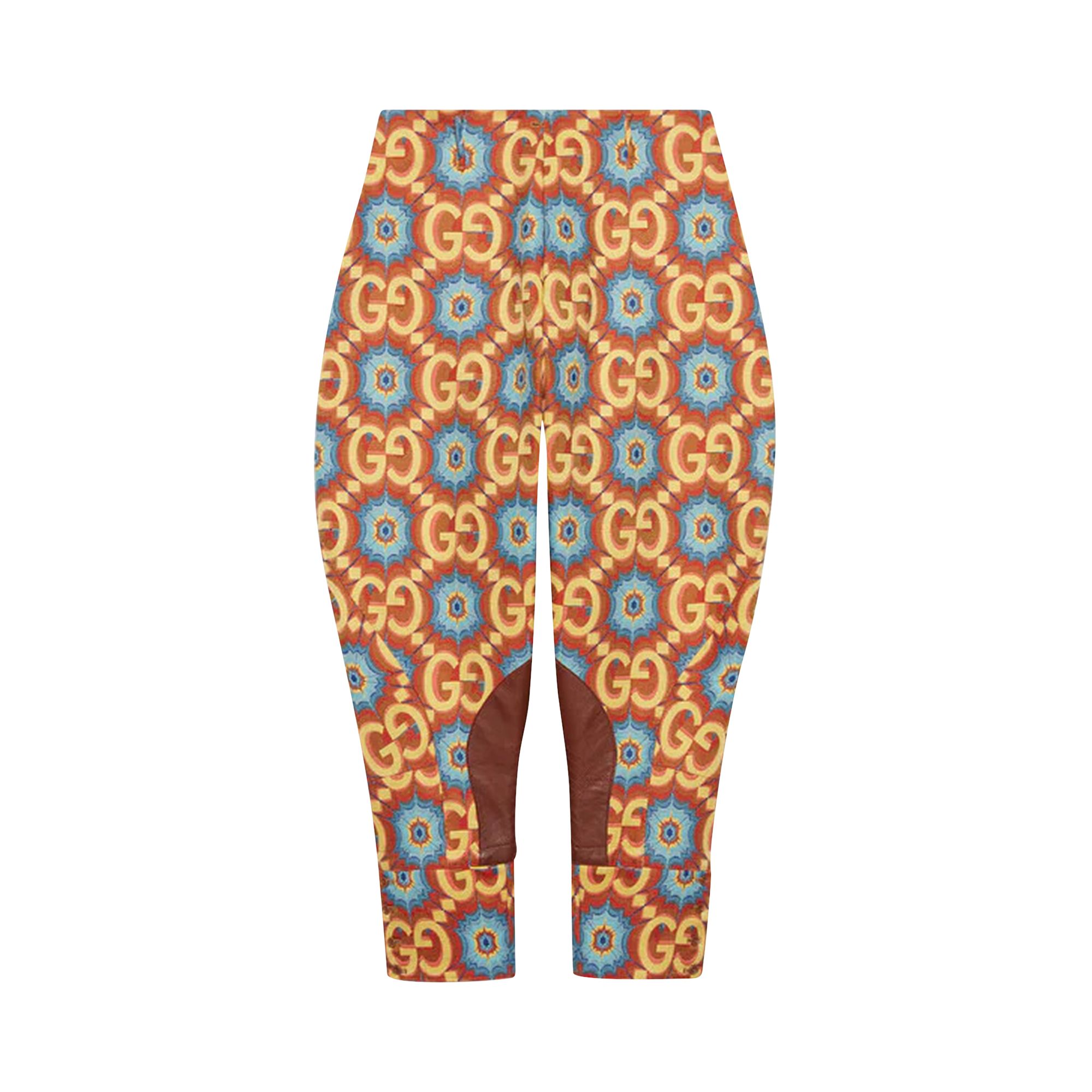 Pre-owned Gucci Gg Kaleidoscope Equestrian Inspired Pant 'orange/yellow' | Men's Size 52