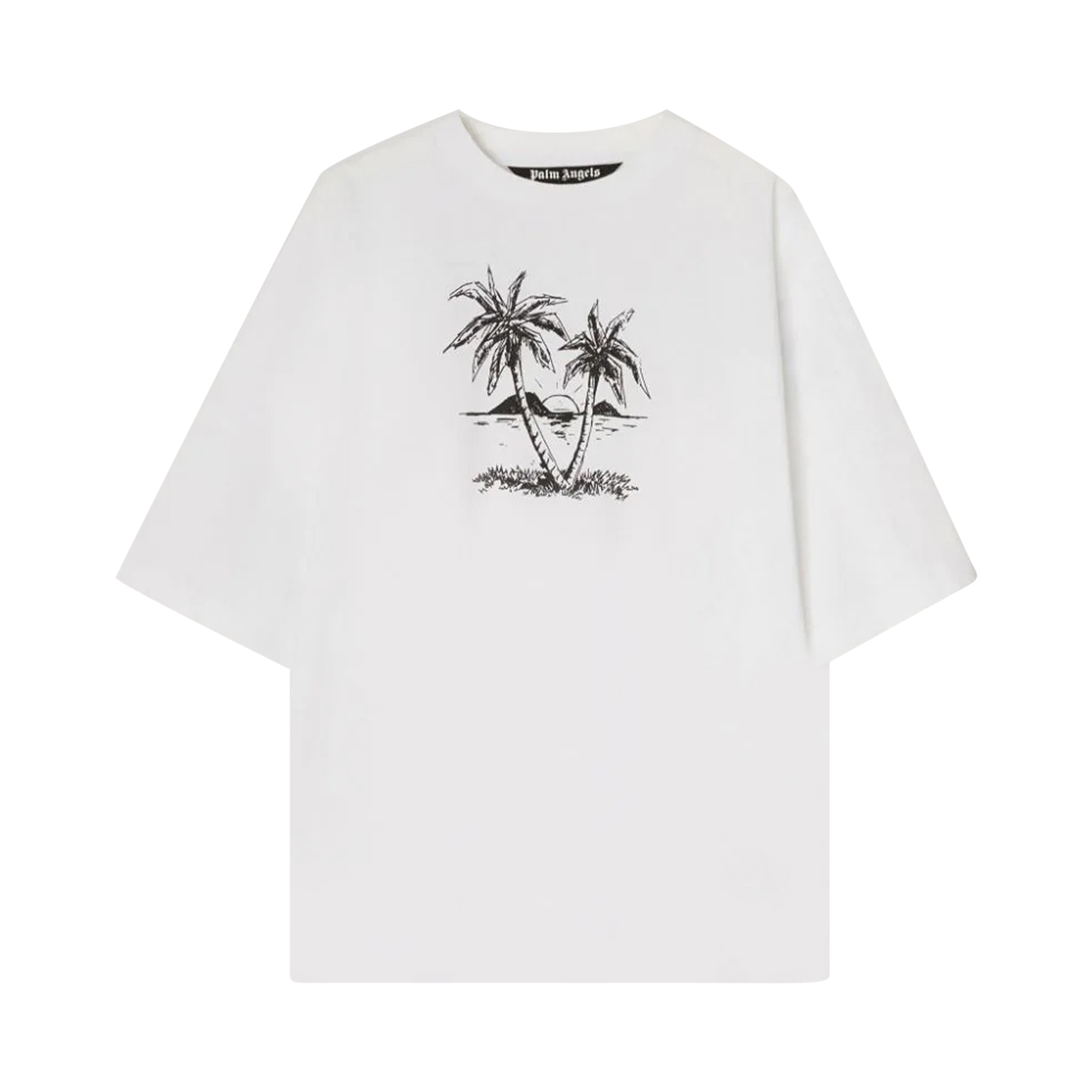 Pre-owned Palm Angels Sunset Palms Logo Over Tee 'optical White'