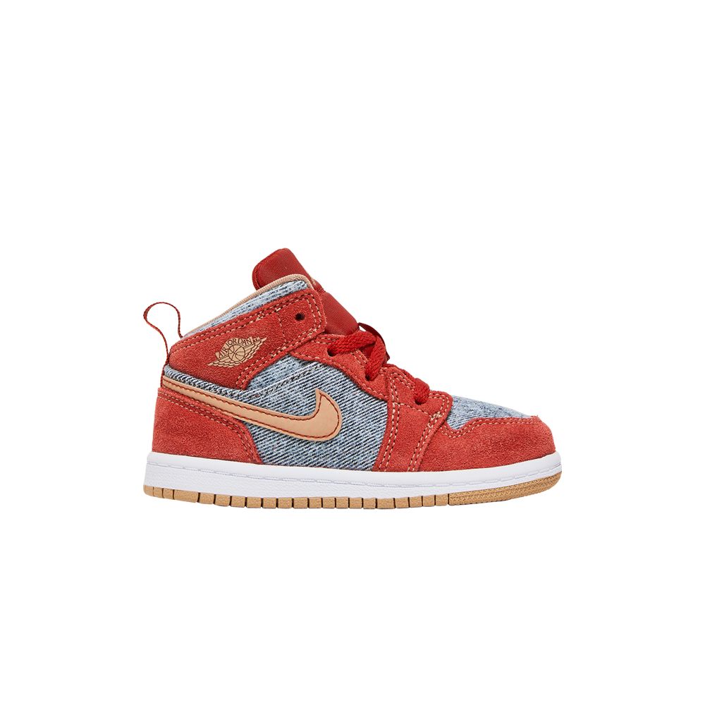 Pre-owned Air Jordan 1 Mid Se Td 'denim Red' | Infant Size 5