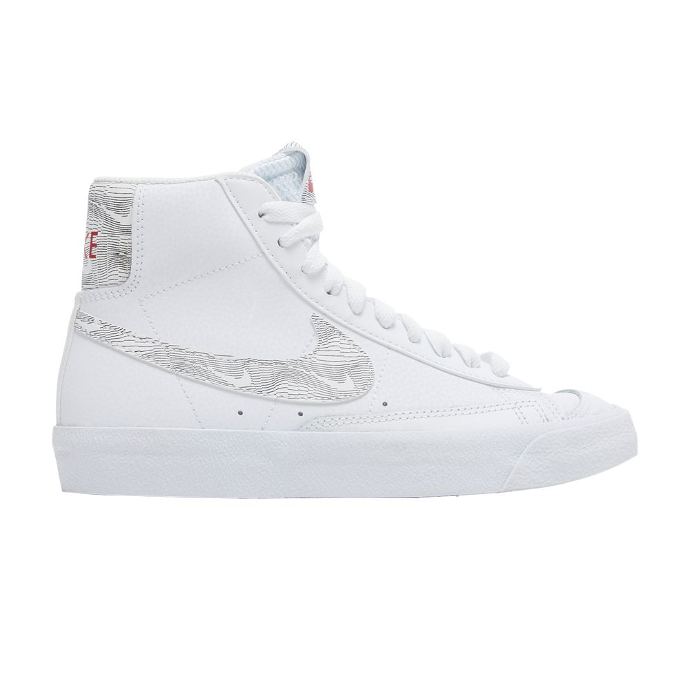 Pre-owned Nike Blazer Mid '77 Gs 'white Logo Print' | Kid's Size 5.5