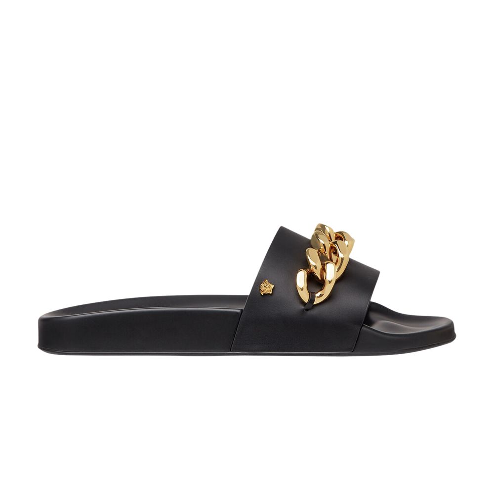 Pre-owned Versace Pool Slide 'medusa Chain - Black' | Men's Size 40