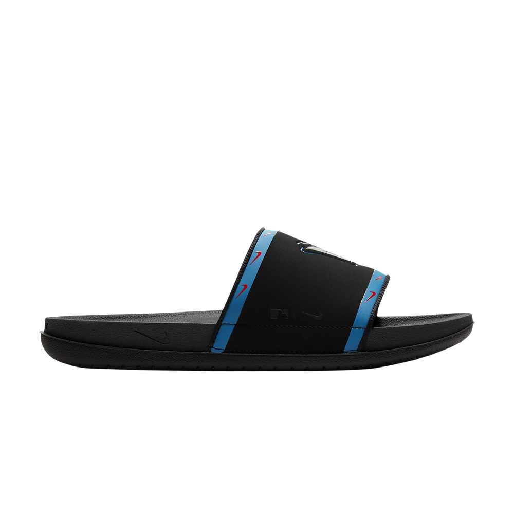 Pre-owned Nike Mlb X Offcourt Slide 'miami Marlins' In Black