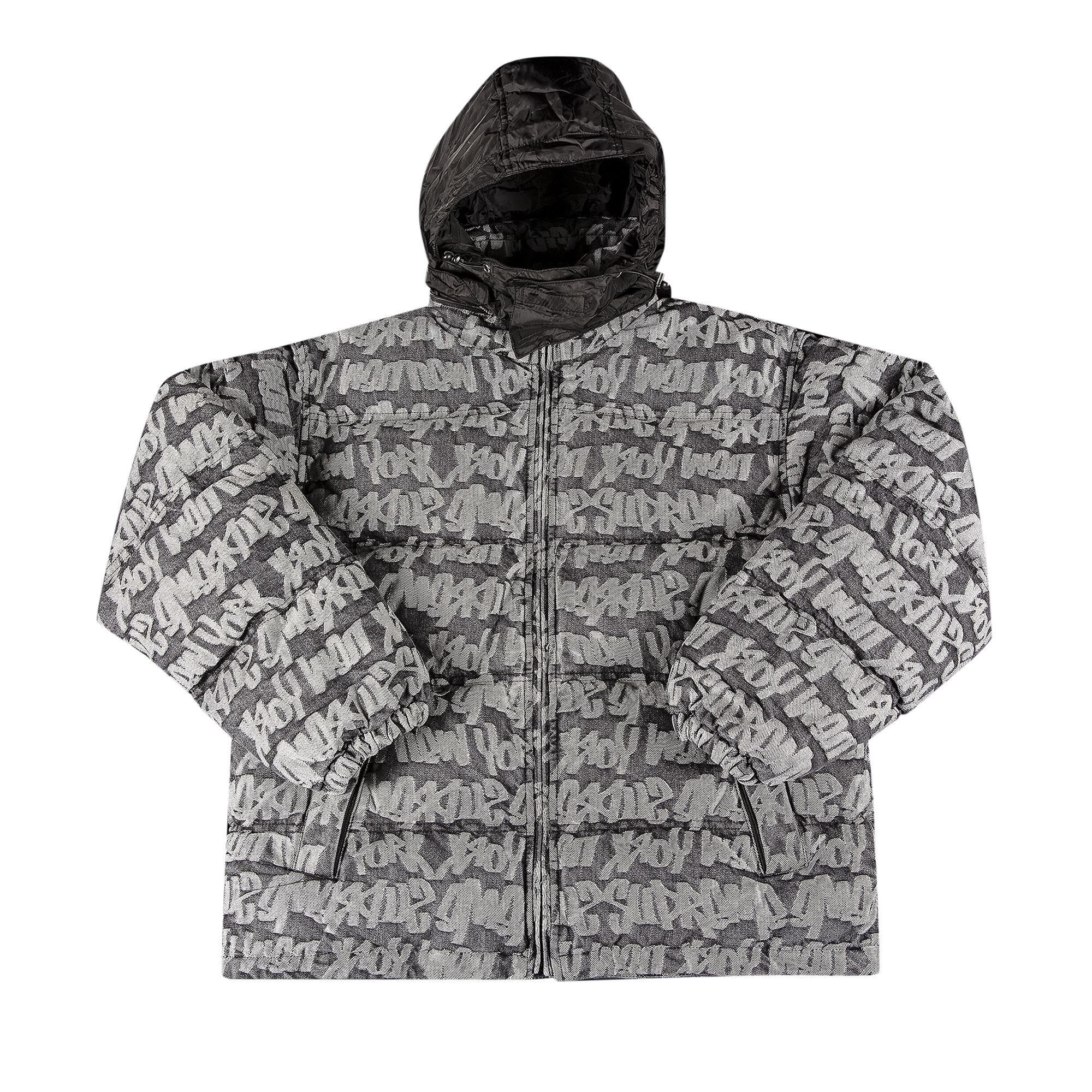 Supreme Fat Tip Jacquard Denim Puffer Jacket 'Black' | Men's Size S