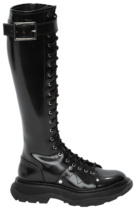 Alexander McQueen Wmns Tread Lace Up Boot 'Black Silver'