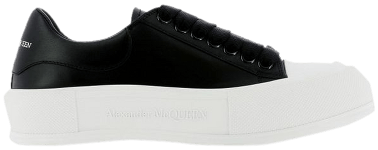 スニーカー Deck Sneakers - Alexander McQueen - Leather - Black/White Buy Alexander McQueen Wmns Deck Plimsoll 'Black White
