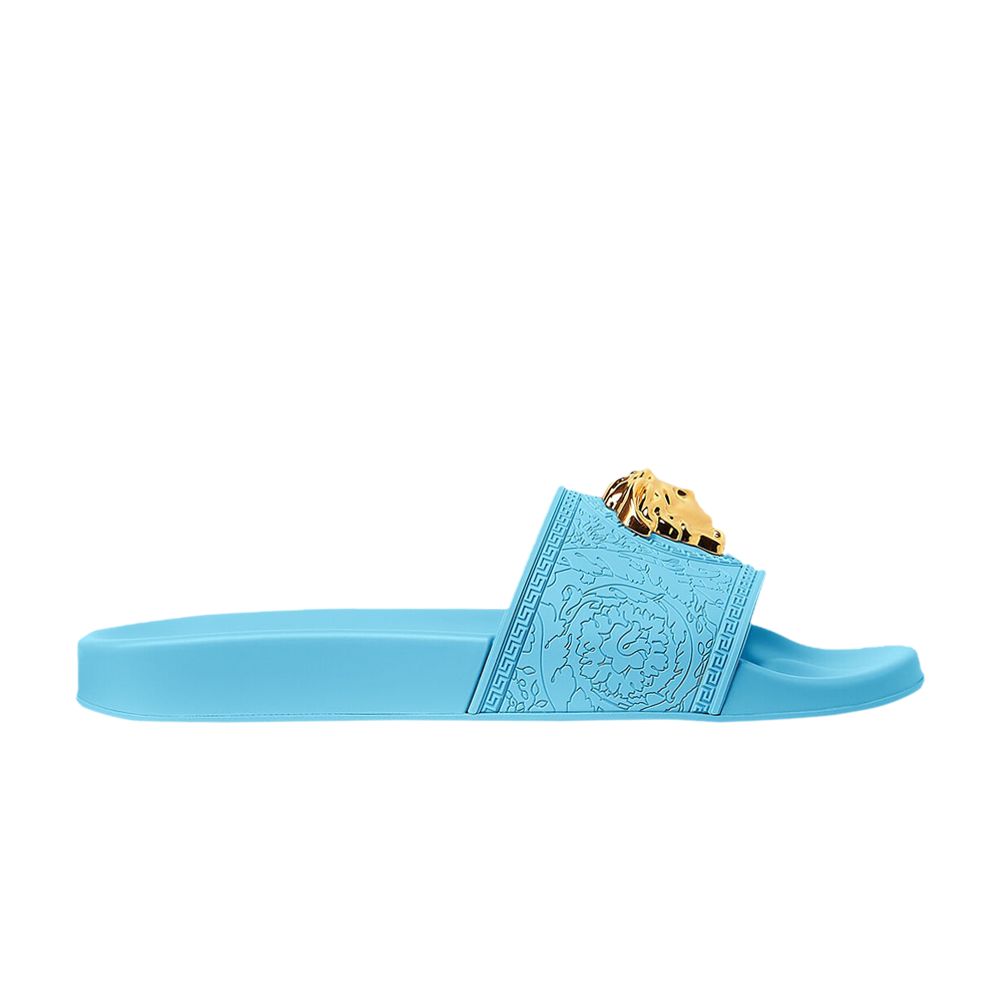 Pre-owned Versace Wmns Palazzo Pool Slides 'light Blue' | Women's Size 36.5