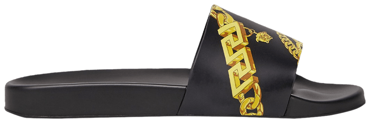 Versace Wmns Slide La Greca Chain Print   Black