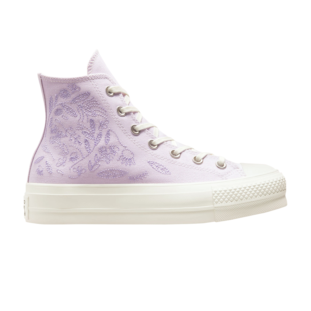 Pre-owned Converse Wmns Chuck Taylor All Star Lift Platform High 'embroidered Floral - Pale Amethyst' In Purple