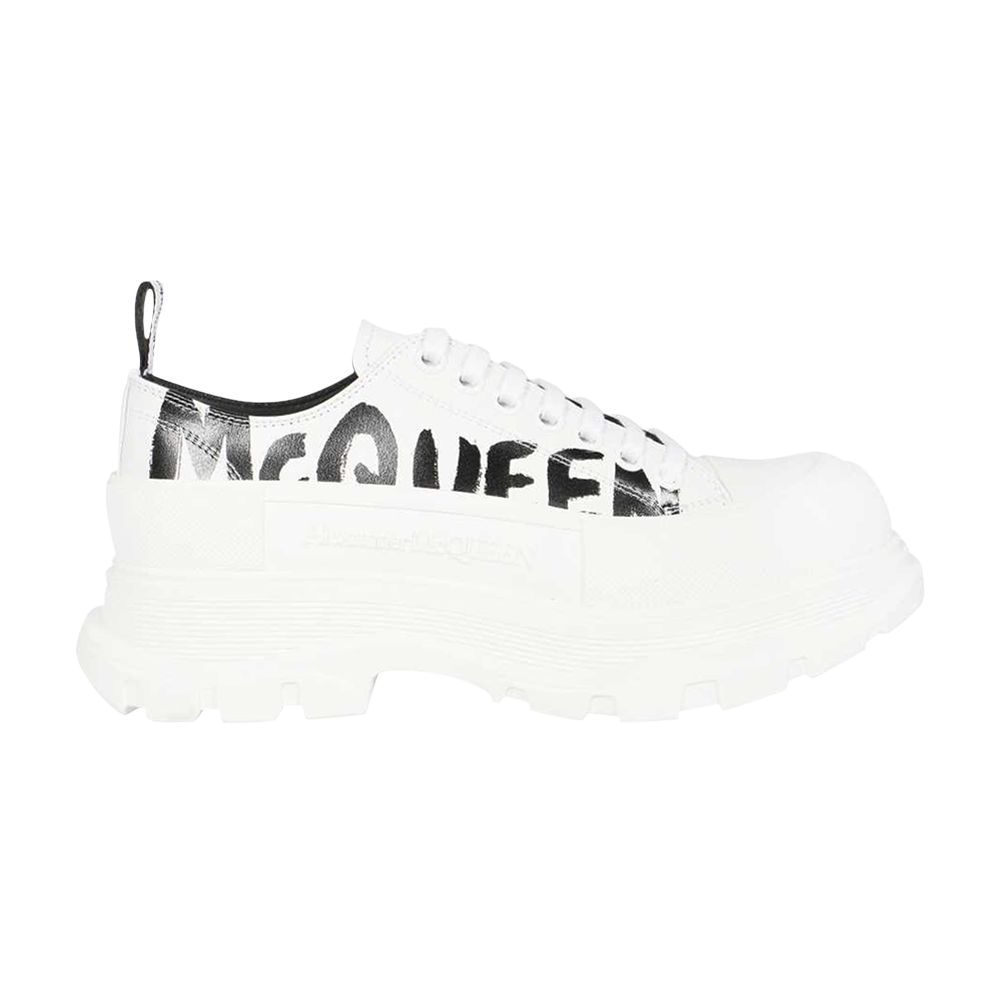 Pre-owned Alexander Mcqueen Tread Slick Lace Up 'mcqueen Graffiti Logo - White' | Men's Size