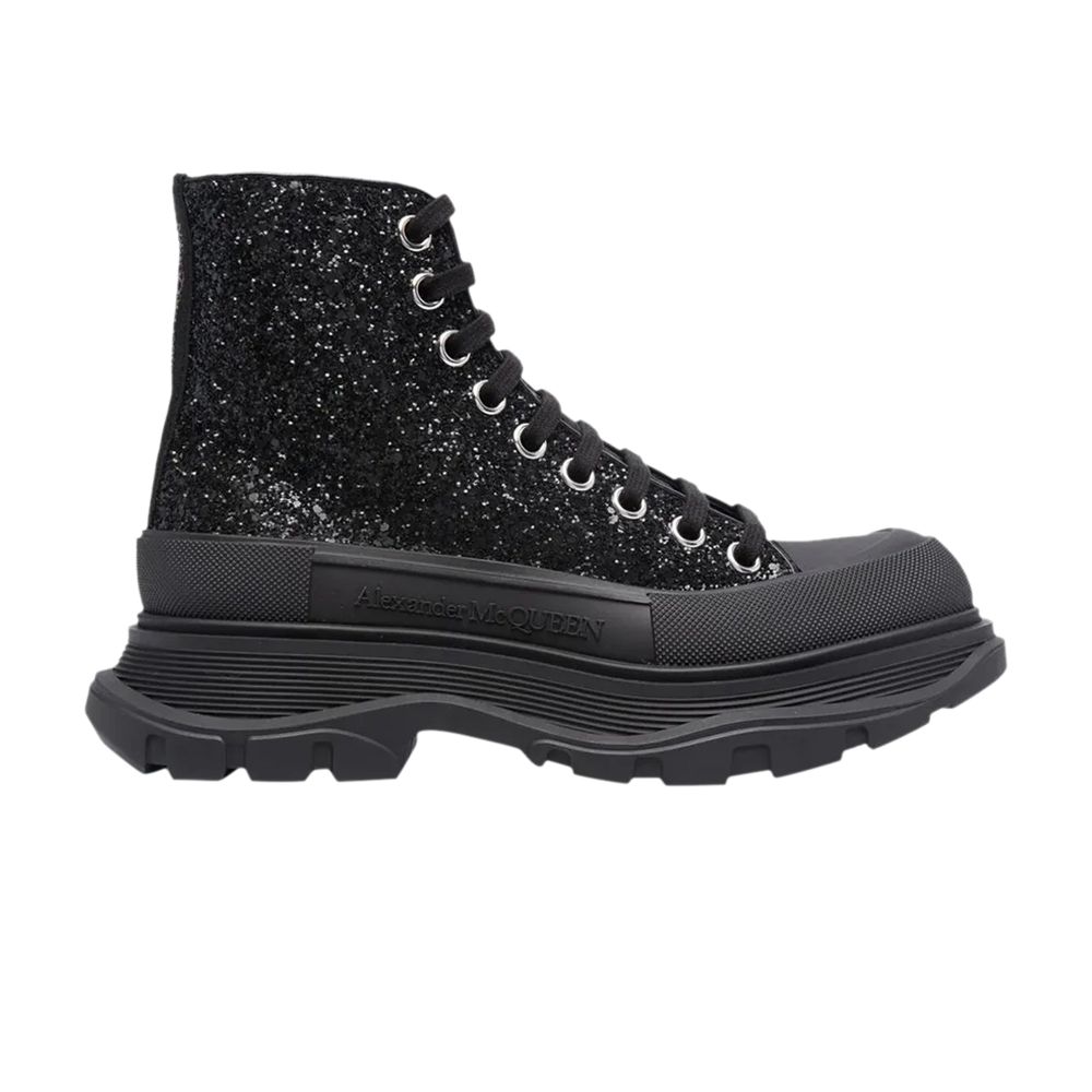 Pre-owned Alexander Mcqueen Wmns Tread Slick High 'black Glitter' | Women's Size 37