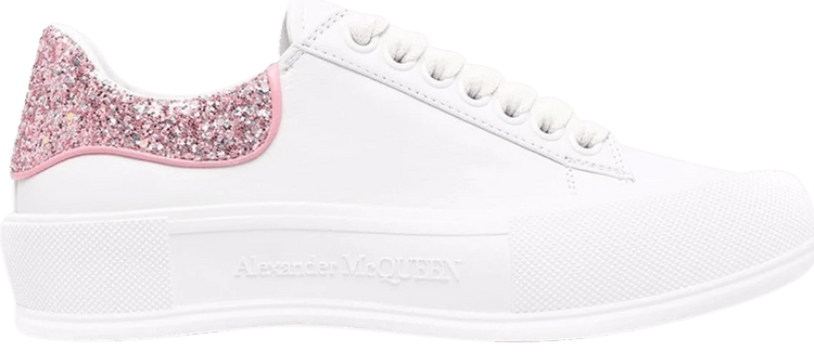 Alexander McQueen Deck Plimsoll Glitter Slip Onスニーカー Size 10 - Alexander McQueen Deck Plimsoll White Cerulean