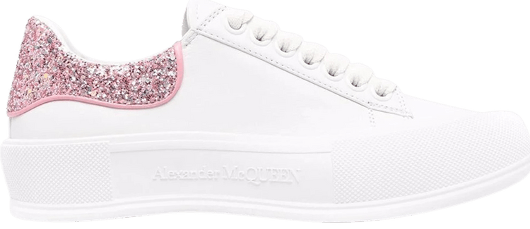 Alexander McQueen Wmns Deck Plimsoll 'White Rose Pink Glitter'