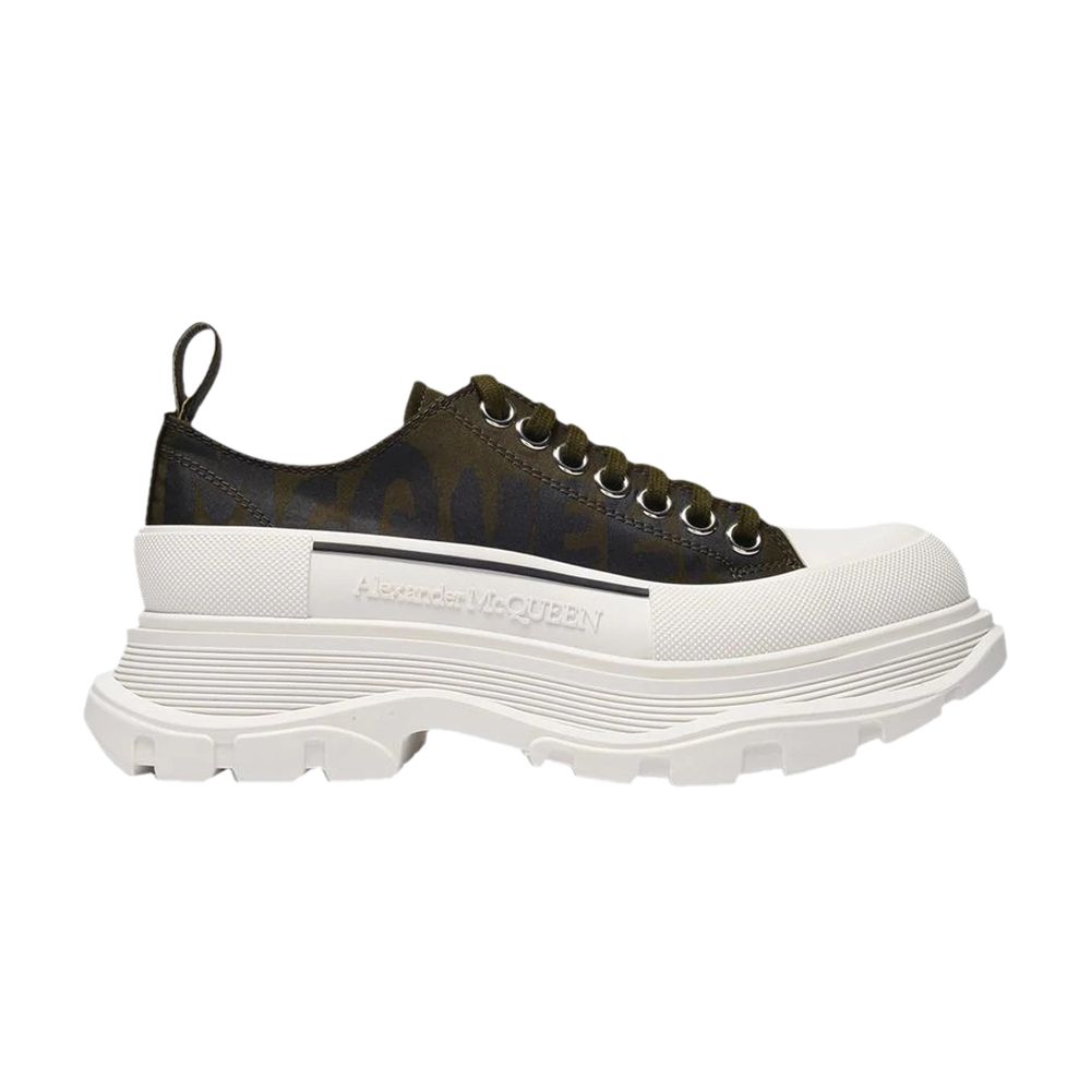 Pre-owned Alexander Mcqueen Wmns Tread Slick Lace Up 'mcqueen Graffiti Logo - Black White' |