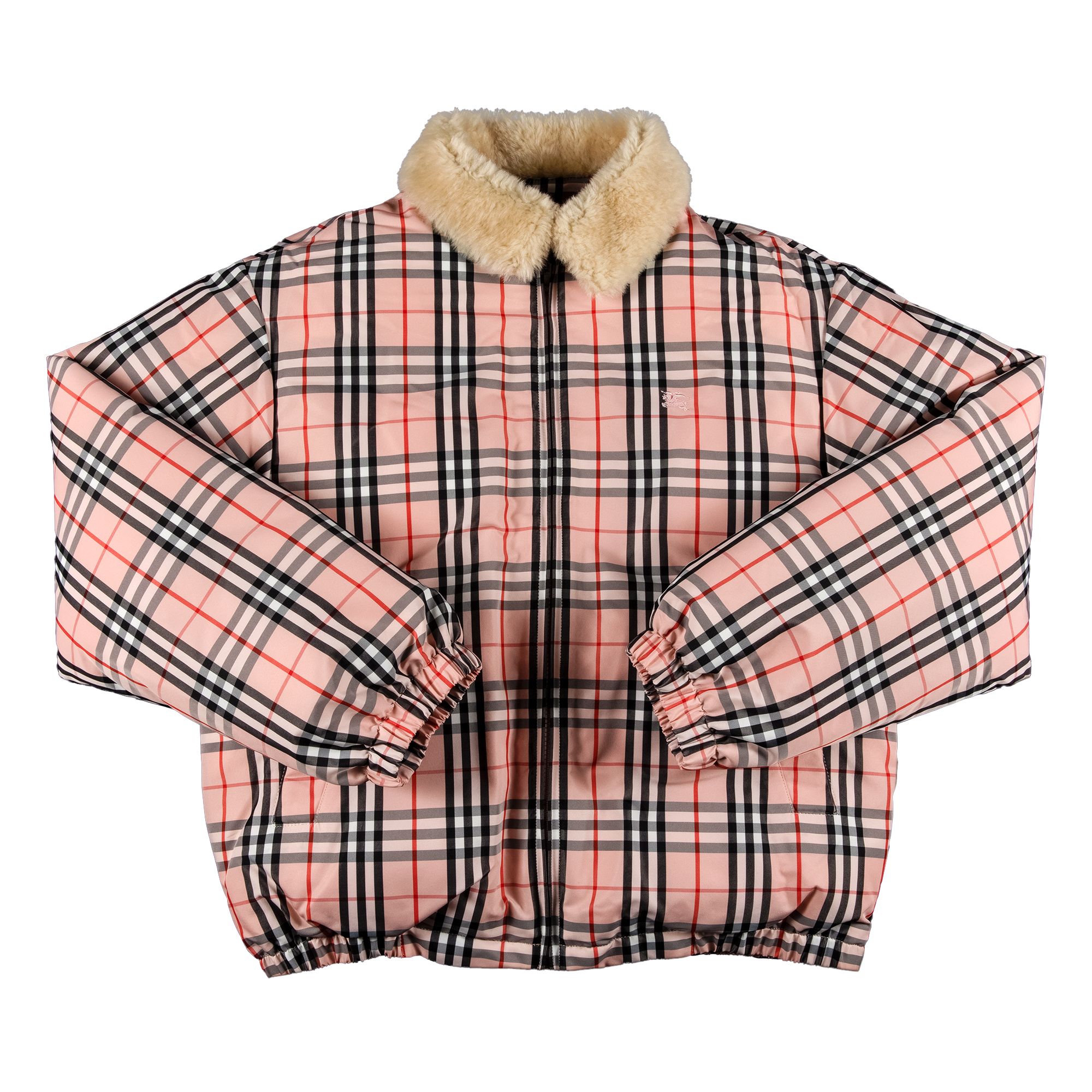 Supreme x Burberry Shearling Collar Down Puffer Jacket 'Pink' | Men's Size XL