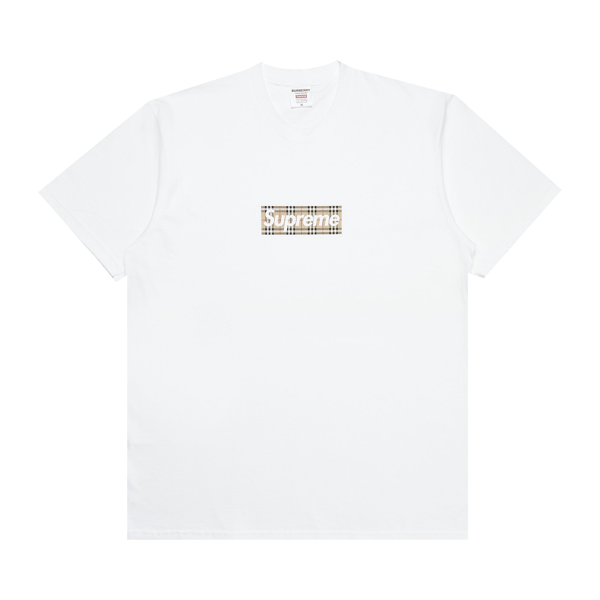 Supreme x Burberry Box Logo Tee 'White' | Men's Size M