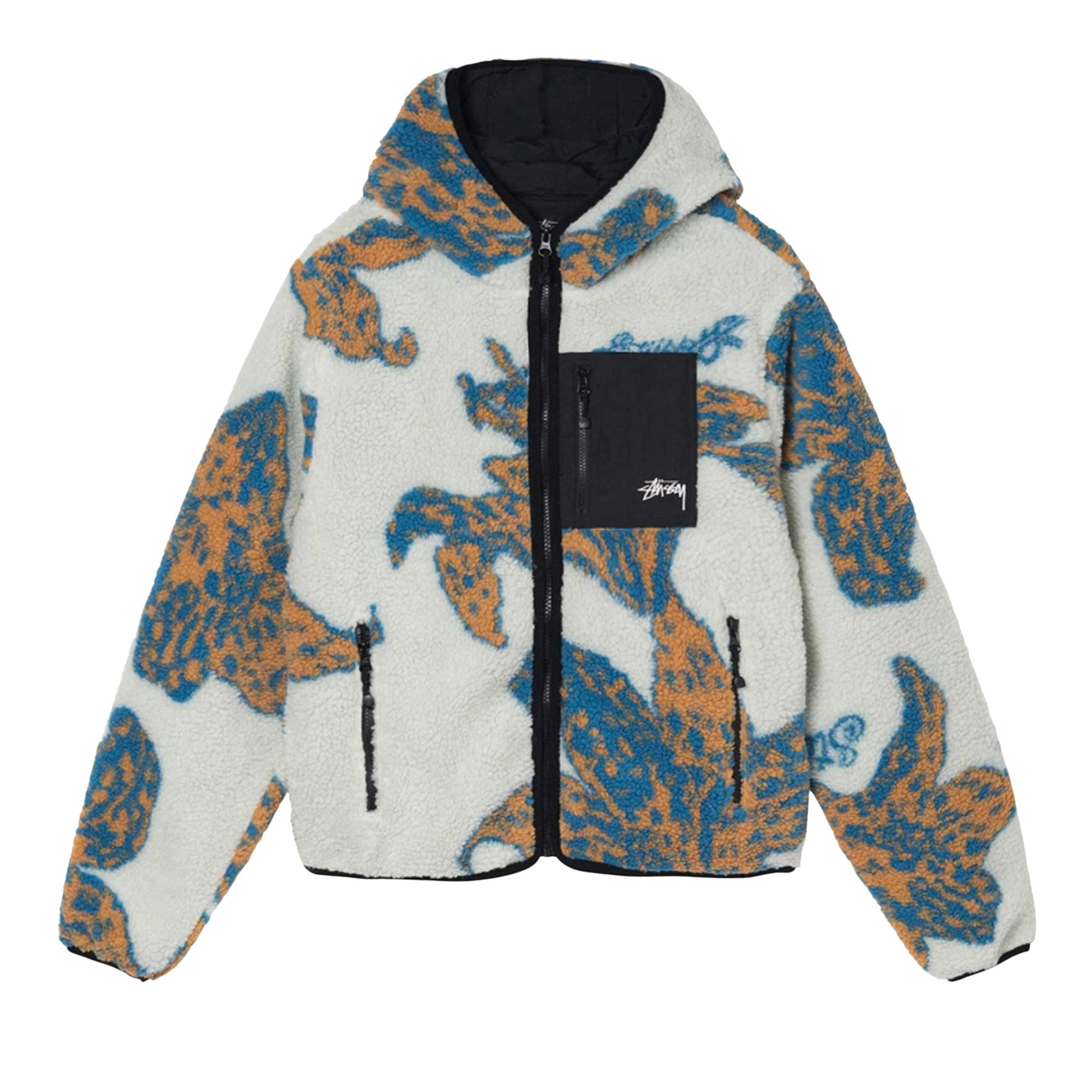 Stussy Floral Sherpa Hood Jacket 'Bone' | Cream | Men's Size M