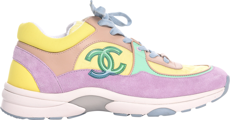 Authentic Chanel 19C pastel purple teal sneakers size 40