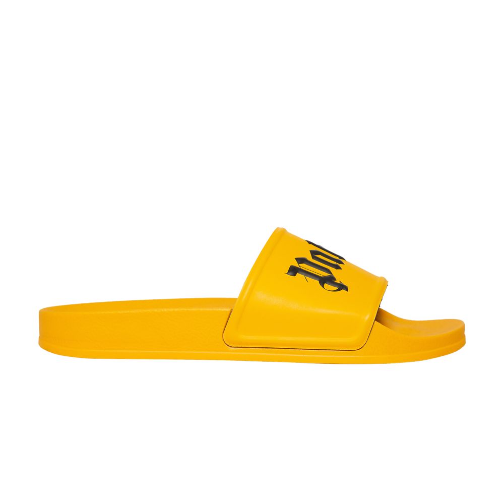 Pre-owned Palm Angels Logo Slide 'yellow Black' | Men's Size 41