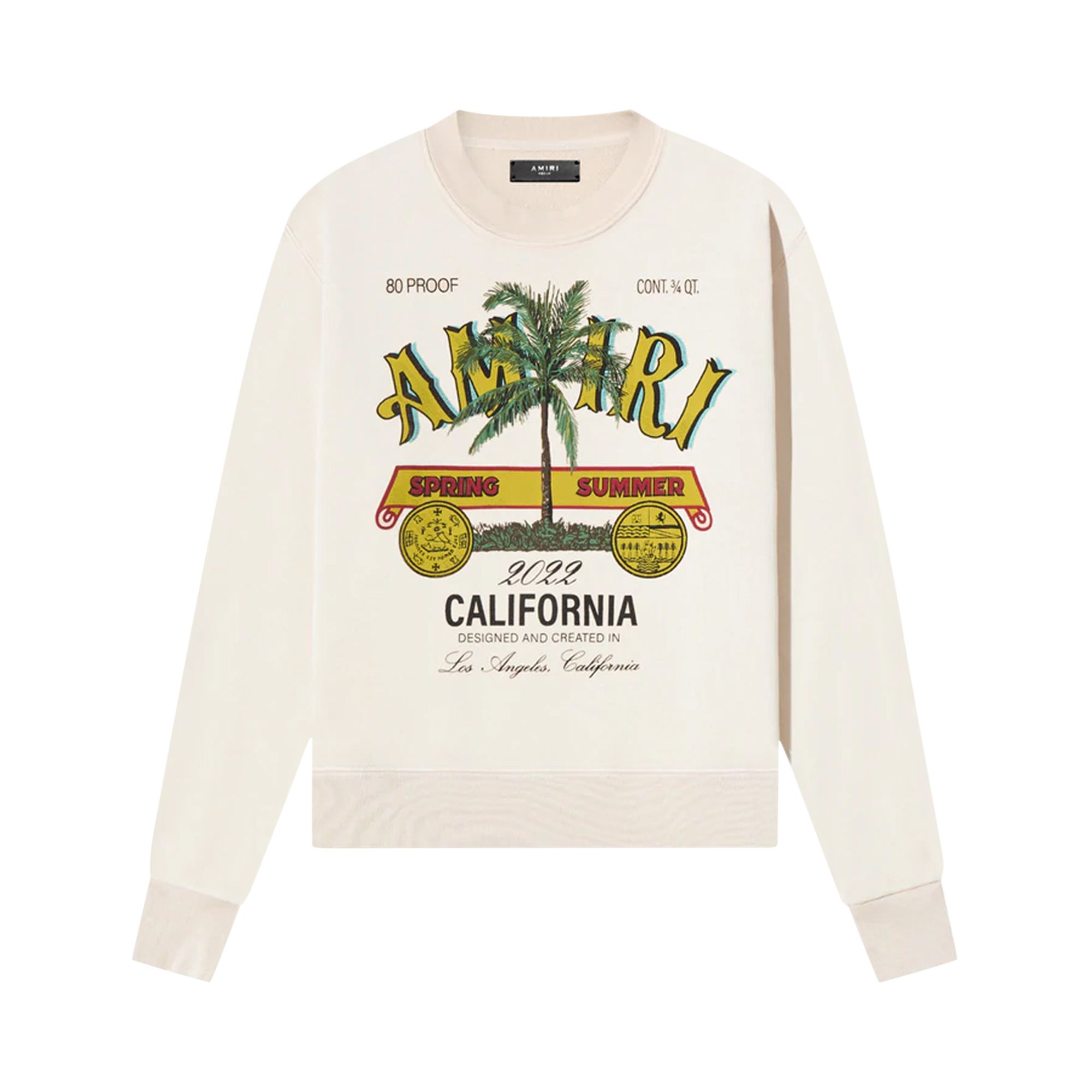 Pre-owned Amiri Rum Label Long-sleeve Crew 'almond' | Cream | Men's Size M In White