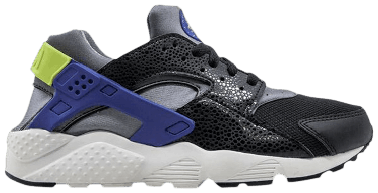 Nike Huarache Run GS Black Hyper Cobalt Volt