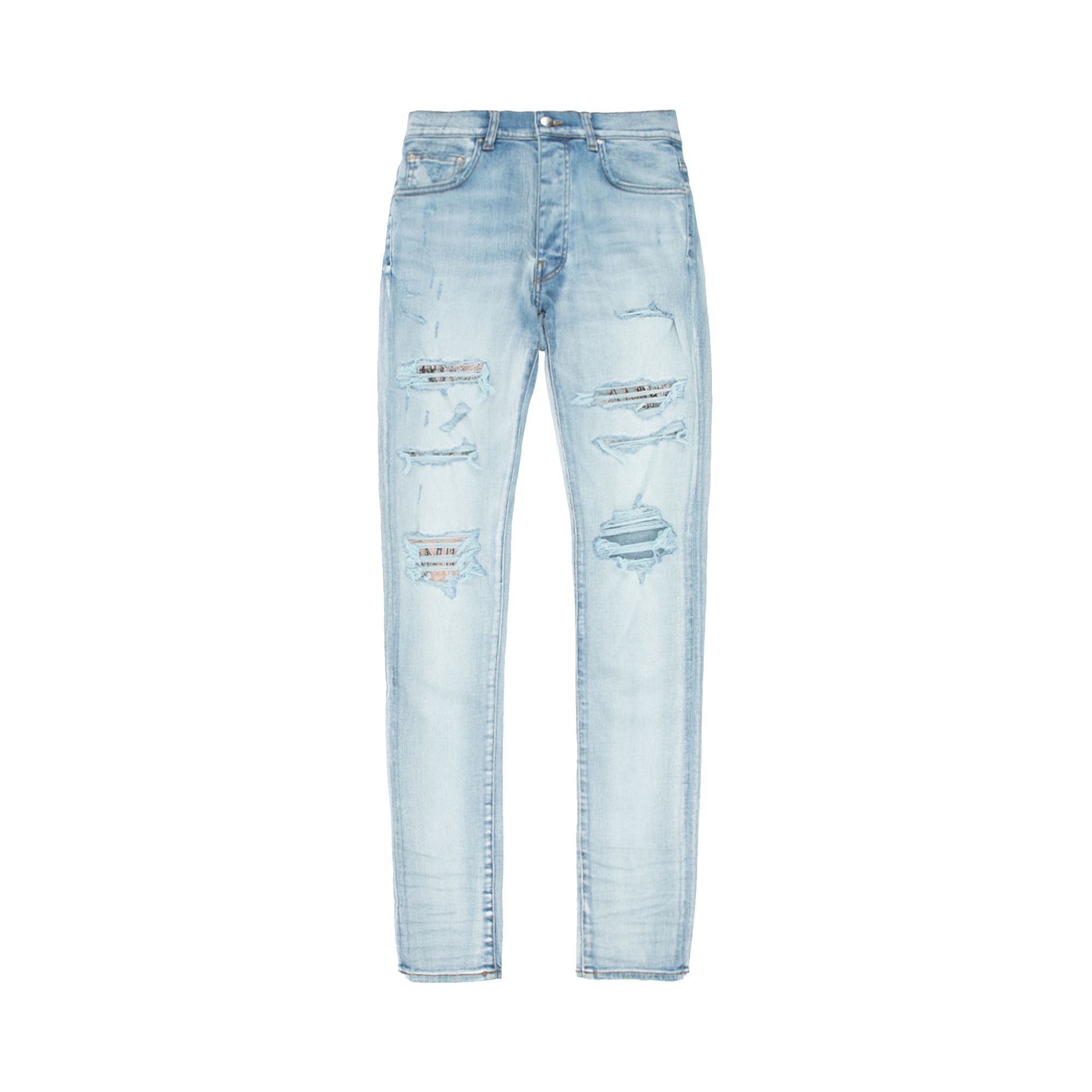 Pre-owned Amiri Hibiscus Artpatch Jean 'light Indigo'
