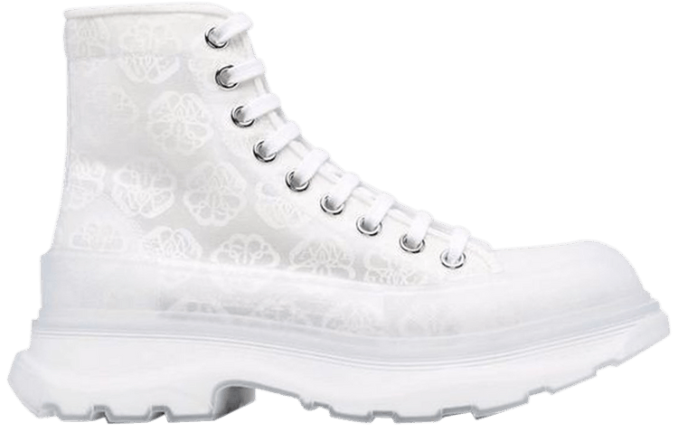 ブーツ Alexander McQueen Tread Slick Canvas Lace-Up Boots in White Buy Alexander McQueen Wmns Tread Slick Boot 'White