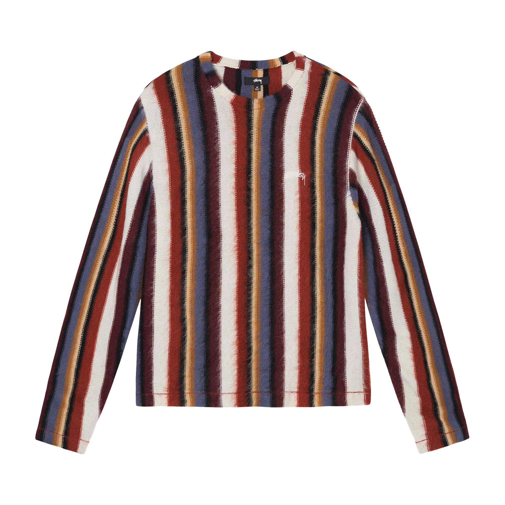 Stussy Vertical Striped Knit Crew 'Rust' | Orange | Men's Size 2XL