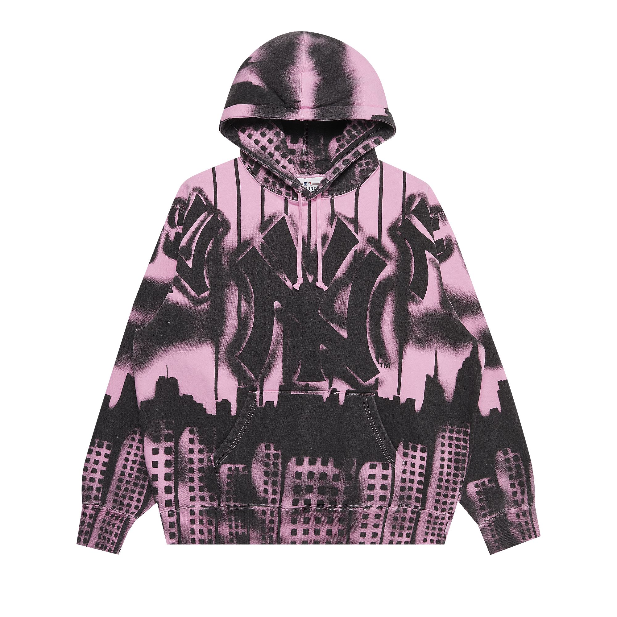 Supreme x New York Yankees Airbrush Hooded Sweatshirt 'Pink' | Men's Size L