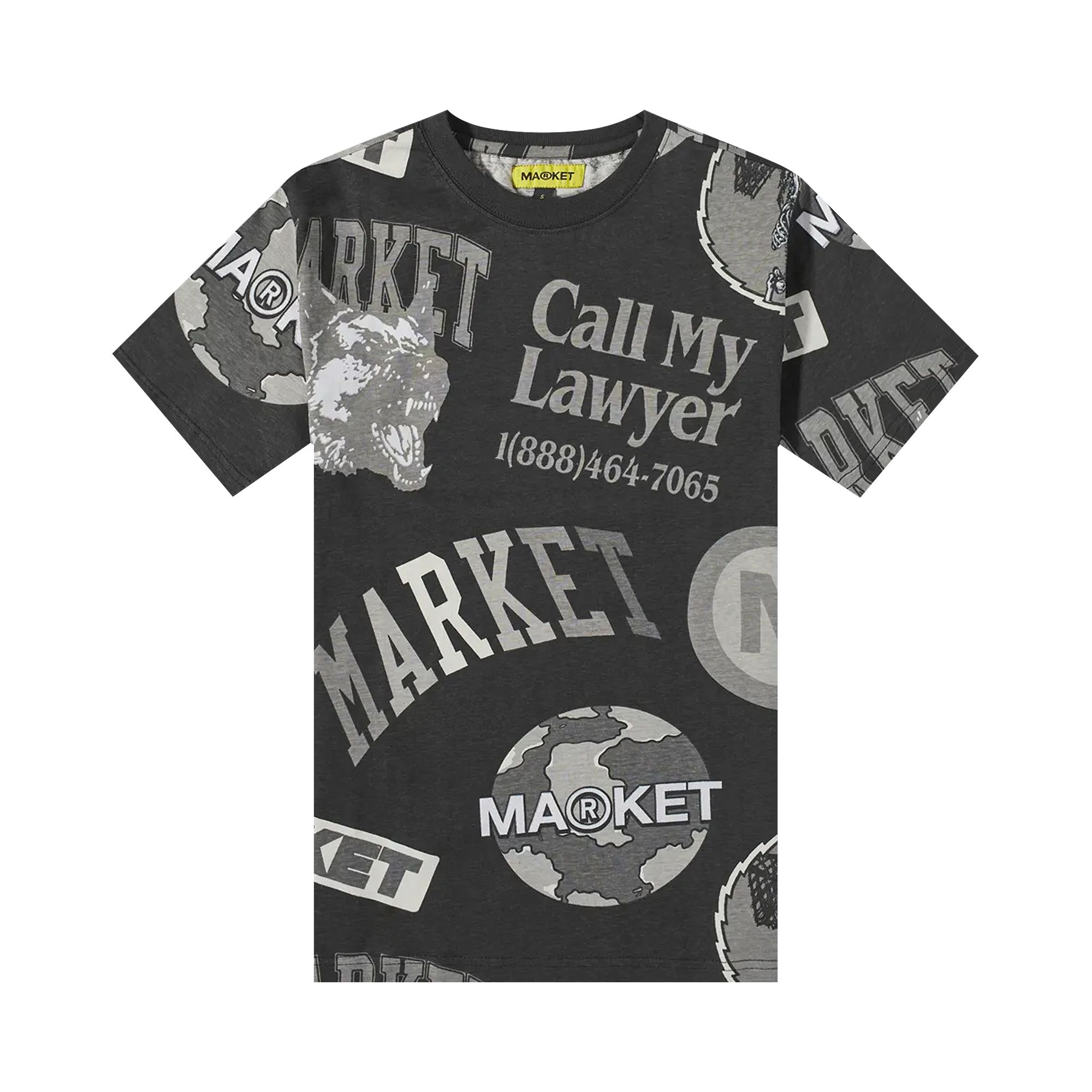 Pre-owned Market Monogram Aop Grayscale Tee 'black'