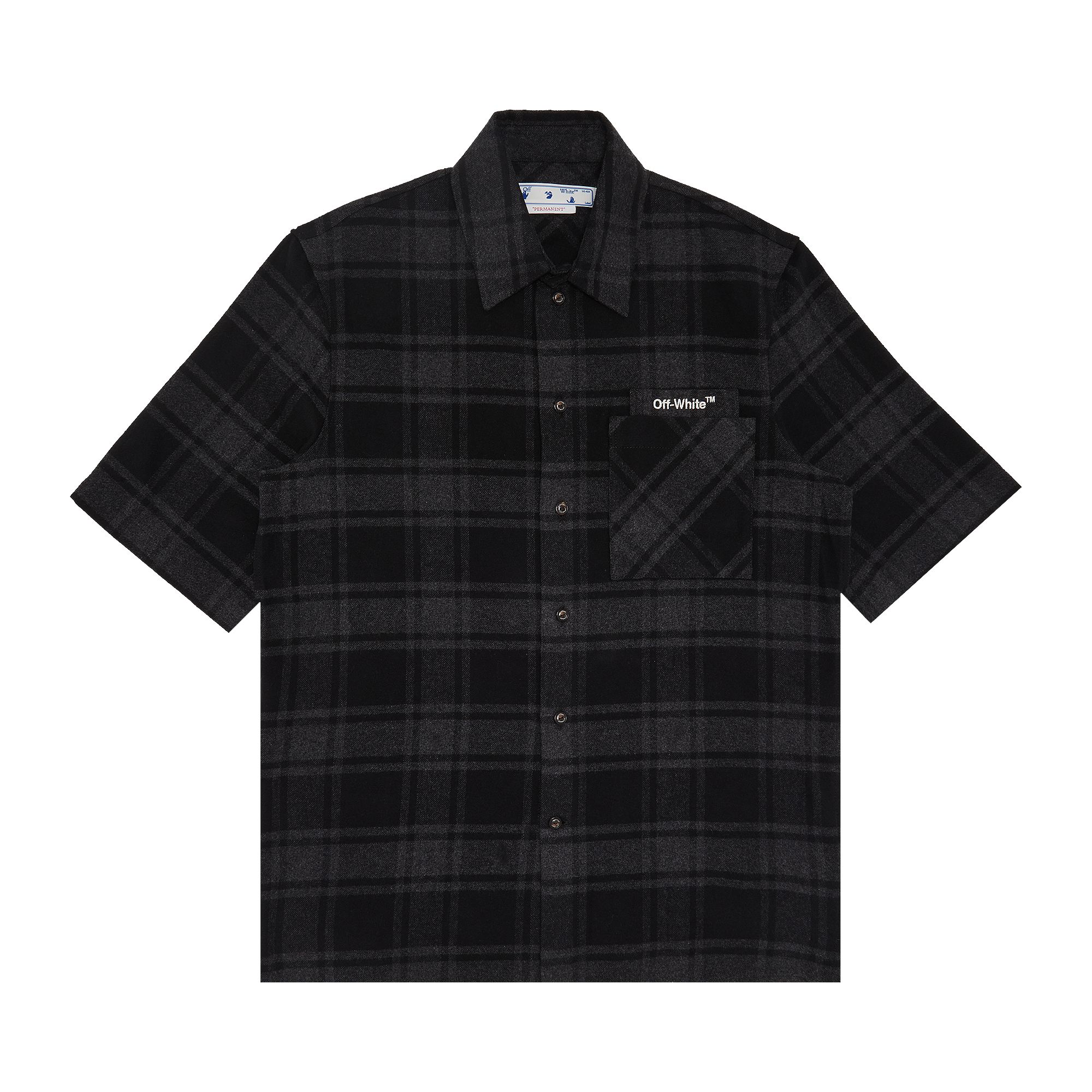 Off-White Outline Arr Flan Over Short-Sleeve Shirt 'Grey Black' | Men's Size L