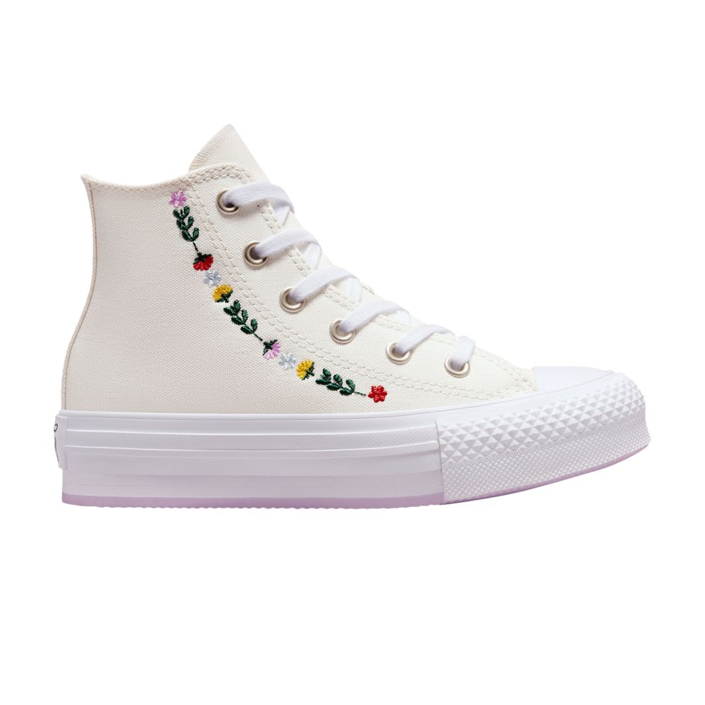 Pre-owned Converse Chuck Taylor All Star Eva Lift Platform High Ps 'floral Embroidery' | Cream | Kid's Size 3