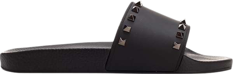 Valentino Rockstud Rubber Slider Sandal 'Black'