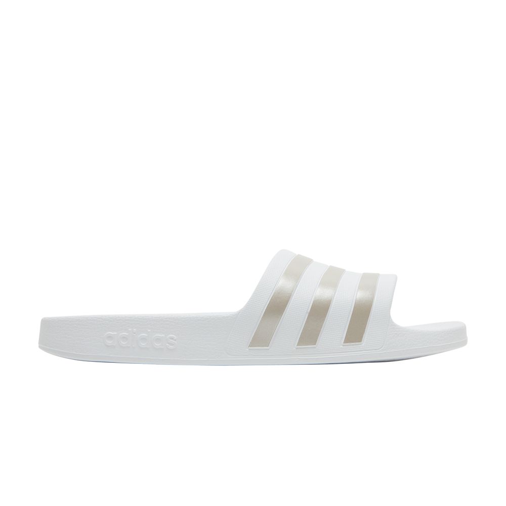 adidas Adilette Aqua Slides 'White Platinum Metallic' | Men's Size 4