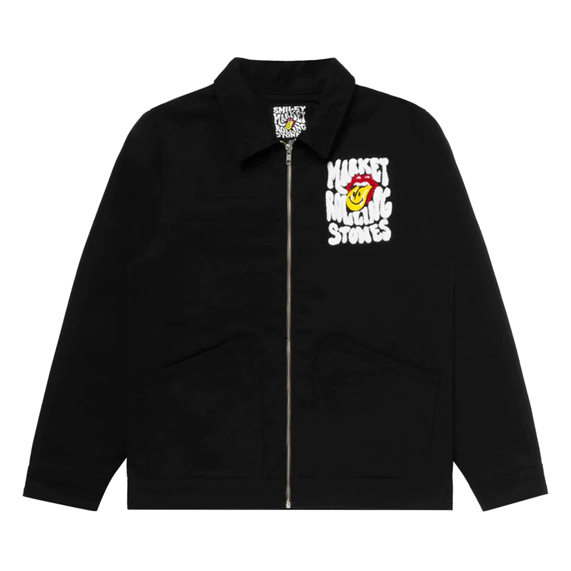 Pre-owned Market X Rolling Stones Smiley Garage Jacket 'black'